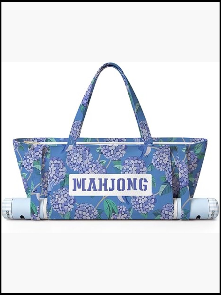 Canvas Mahjong Tote Bag With Mat Holder Organizer Protective Sleeve Secure Zip